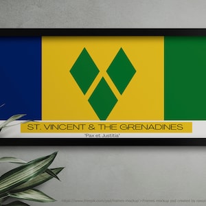 Bandiera di Saint Vincent e Grenadine 20x10 stampabile con motto, decorazione da parete - Download digitale