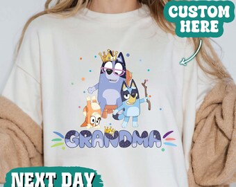 Niedliches blaues Hundegroßmutter-Sweatshirt, blaues Hundegroßmutter-Königin-Sweatshirt, Muttertagsgeschenk für sie, blauer Hundefamilien-Hoodie, bestes Muttergeschenk