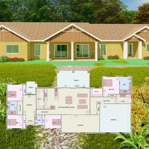 HOUSE PLAN 201018/ single story house / 4 bedrooms/ 2.5 bathrooms/ pdf floor plan/ instant download/ CUSTOM plans/ service