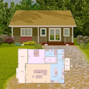 PLAN DE MAISON 201026/Petite maison/ 1 chambre/ 1,5 salles de bains/ plan d'étage pdf/ téléchargement instantané/ plans PERSONNALISÉS/ service