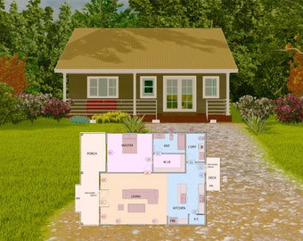 HOUSE PLAN 201026/Tiny house/ 1 bedroom/ 1.5 bathrooms/ pdf floor plan/ instant download/ CUSTOM plans/ service