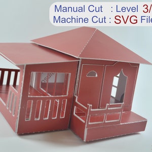 Template CREATOR 20401 - Mini House with verandah / SVG / Cricut template / 3D paper house / Printable house / Doll house