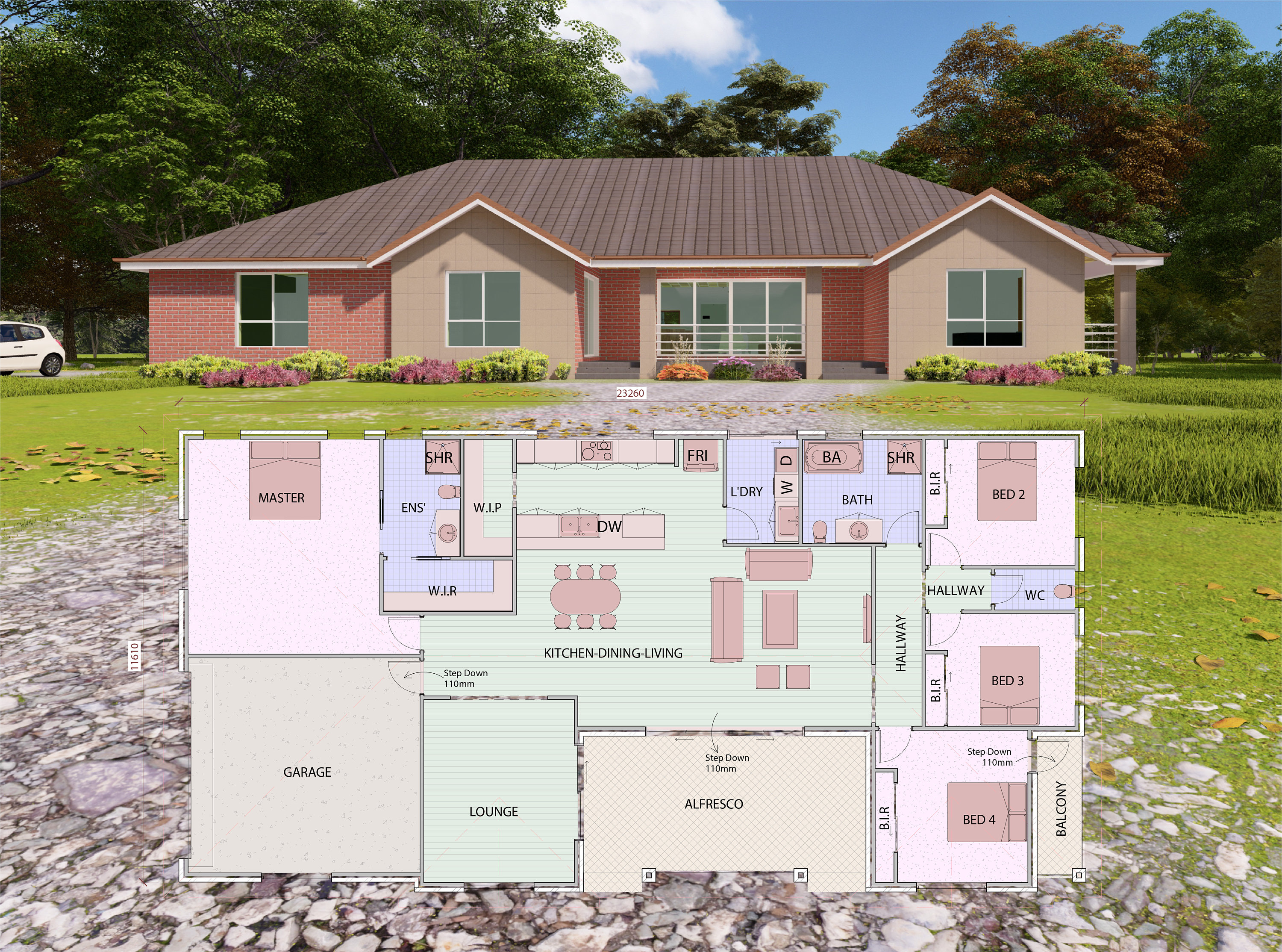 HOUSE PLAN 201024/ Single Story House / 4 Bedrooms/ 2.5 - Etsy Hong Kong