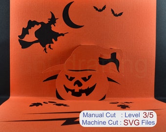 MODELO de cartões pop-up de HALLOWEEN 70109 / SVG / modelo Cricut / cartão pop-up 3D / cartão de Halloween / presente de Halloween