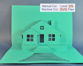 Template pop up House cards 70103 / SVG / Cricut template / 3D pop up card / 3d house / cards gift