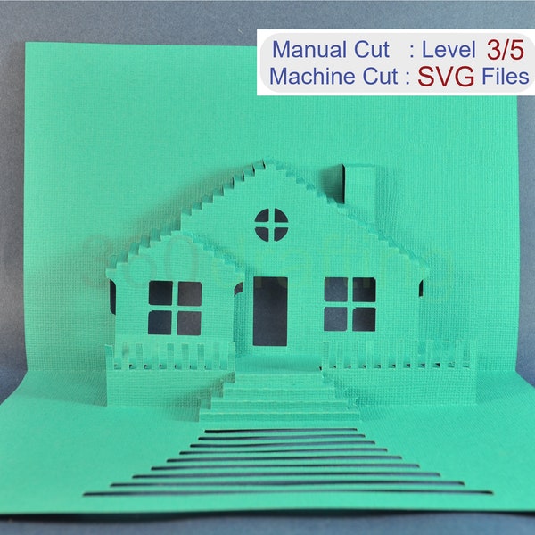 Template pop up House cards 70103 / SVG / Cricut template / 3D pop up card / 3d house / cards gift