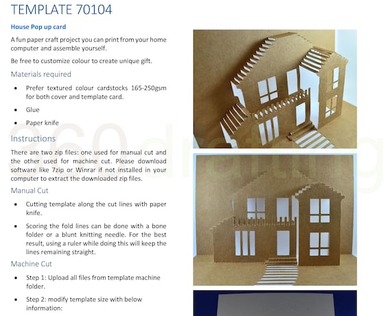 Download Template Pop Up House Cards 70104 Svg Cricut Template 3d Etsy