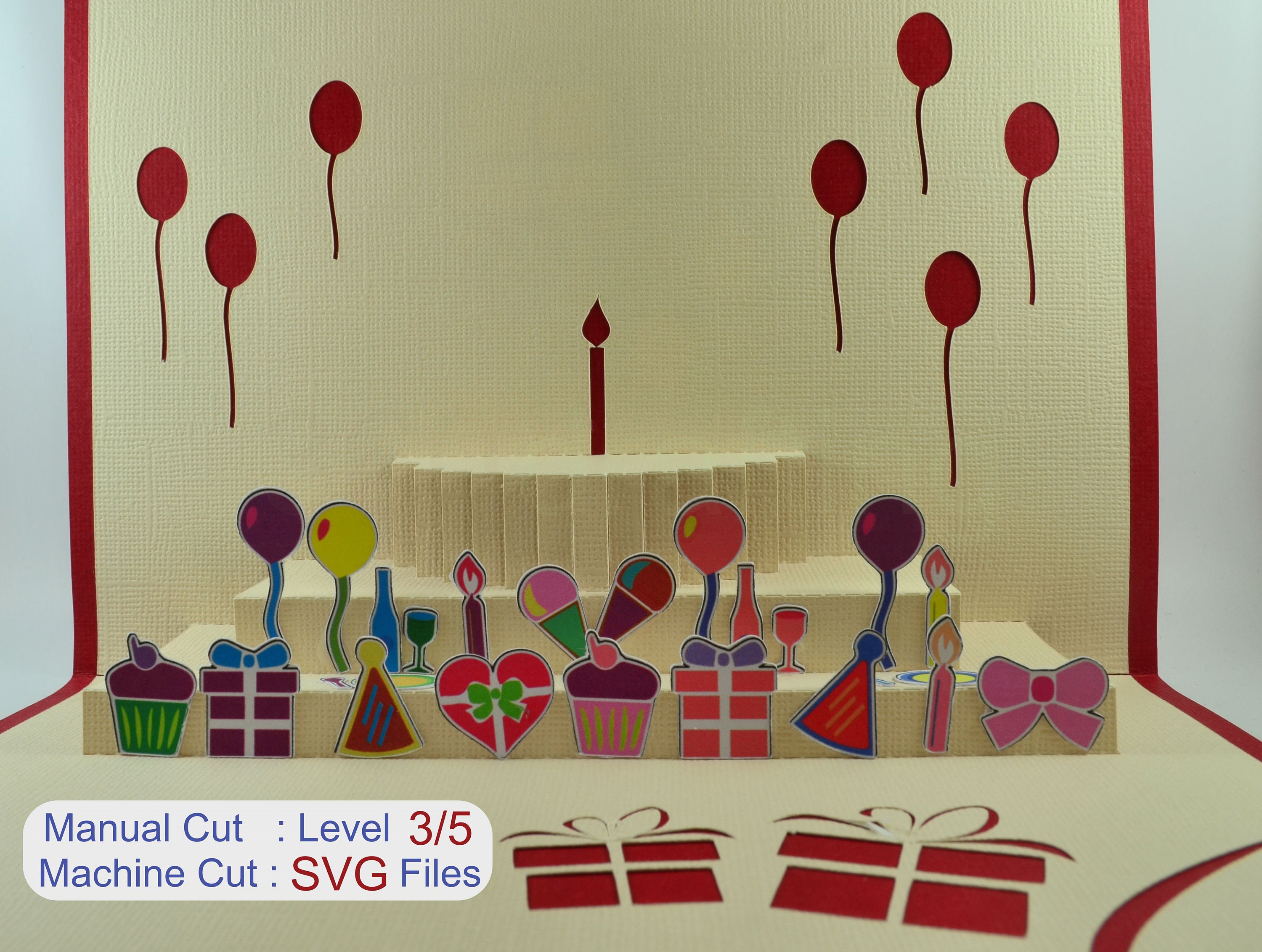 TEMPLATE Pop up Birthday Card 70106 / SVG / Cricut Template / 3D Pop up