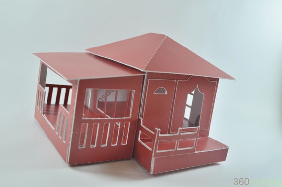 Mini House With Verandah 3d Paper House Svg House Cut Etsy