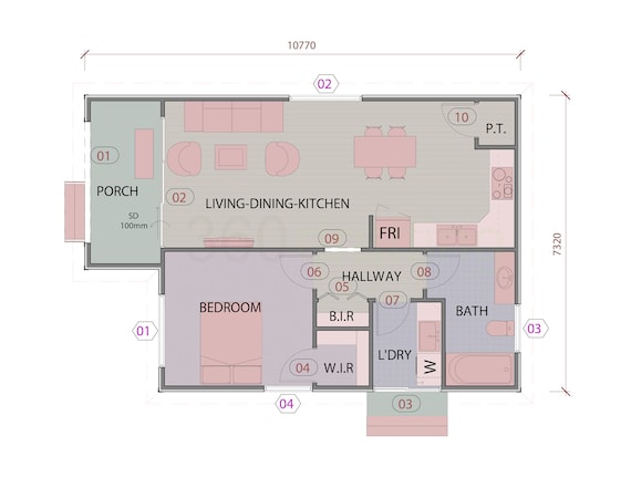 Plan de maison 2 chambres salon + cuisine pdf
