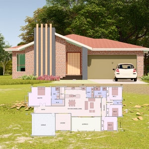 HOUSE PLAN 201007/ single story house / 4 bedrooms/ 2.5 bathrooms/ pdf floor plan/ instant download/ CUSTOM plans/ service