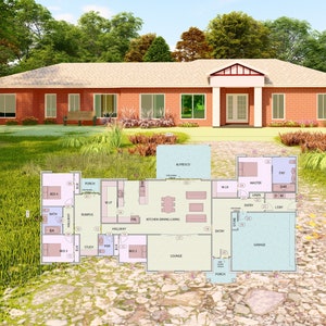 HOUSE PLAN 201015/ single story house / 4 bedrooms/ 2.5 bathrooms/ pdf floor plan/ instant download/ CUSTOM plans/ service