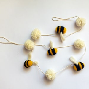 Handmade Wool Bee Garland Whimsical Bumblebee Decor for Parties & Home image 1