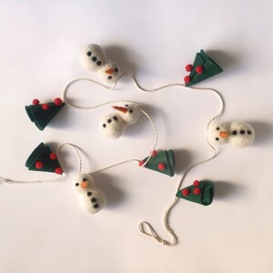 Unique Handmade Christmas Garland: Snowman and Christmas Tree Decorations for Festive Room Decor