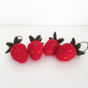 Handmade Wool Strawberry Ornaments Festive Fruit Decor for Christmas Easter & More image 2