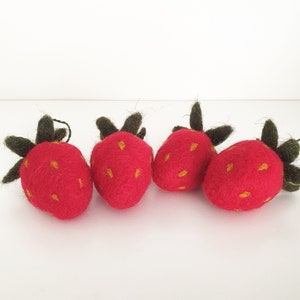 Handmade Wool Strawberry Ornaments Festive Fruit Decor for Christmas Easter & More image 3