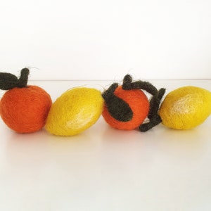 WOOL FRUIT ORNAMENTS, Summer decoration, Lemons and oranges, Home decoration, Handmade ornaments, Natural decoration