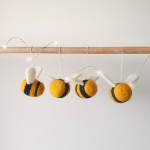 Handmade BEE Ornaments, Wool decoration - Unique CHRISTMAS Decorations and Bee Lover Gifts