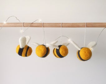 Ornements d'ABEILLE faits main, décoration en laine - Décorations de NOL uniques et cadeaux pour amoureux des abeilles