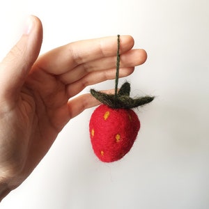 Handmade Wool Strawberry Ornaments Festive Fruit Decor for Christmas Easter & More image 1