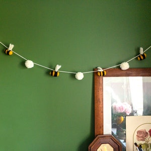 Handmade Wool Bee Garland Whimsical Bumblebee Decor for Parties & Home image 3