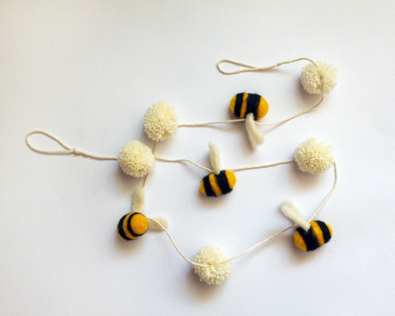 Handmade Wool Bee Garland Whimsical Bumblebee Decor for Parties & Home image 1