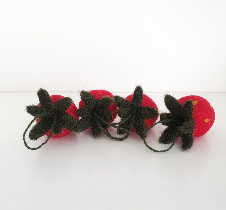 Handmade Wool Strawberry Ornaments Festive Fruit Decor for Christmas Easter & More image 4