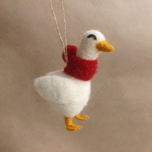 Handmade wool goose ornament, Needle felted goose, Hanging ornament, Christmas tree decoration