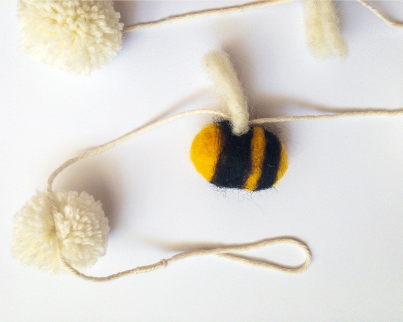 Handmade Wool Bee Garland Whimsical Bumblebee Decor for Parties & Home image 6