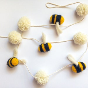 Handmade Wool Bee Garland Whimsical Bumblebee Decor for Parties & Home image 4