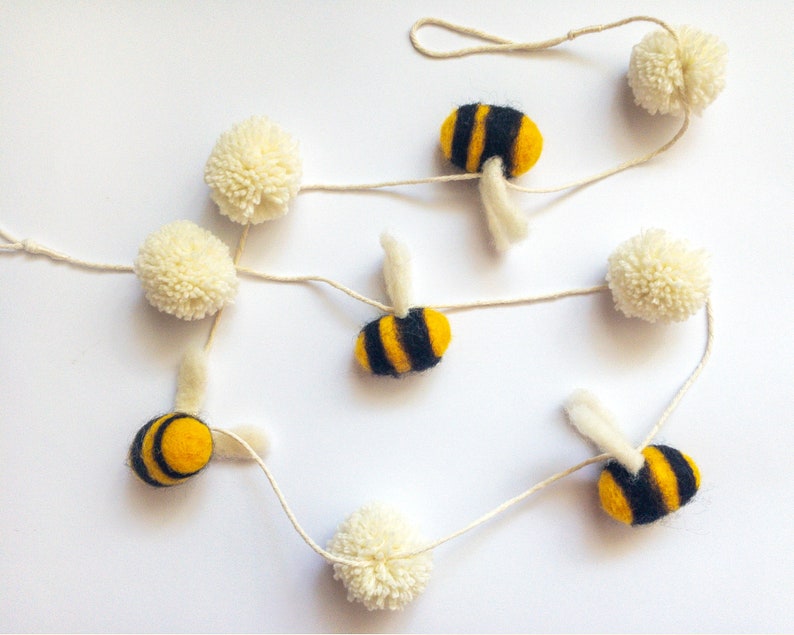 Handmade Wool Bee Garland Whimsical Bumblebee Decor for Parties & Home image 4