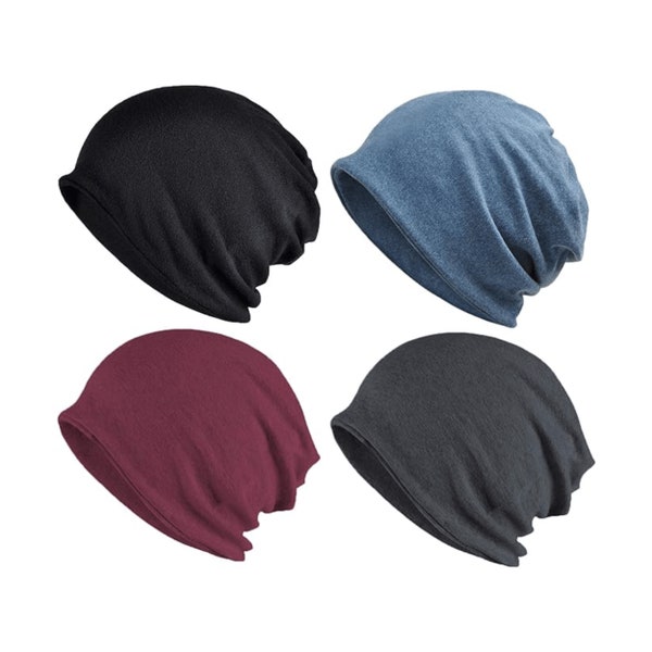 4 pièces bonnet de chimio bonnet de course yoga chapeau de course en coton super doux casquette florale chapeau multifonctionnel slouch - pour homme femme - BA04S