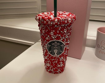 Red and White Pearl Tumbler