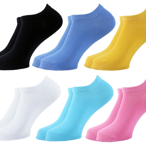 No Show Women Socks 6 Pack- 85% Egyptian Cotton - Plain Colors