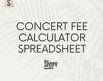 Artist Fee Calculator Budget for Venues and Organisers Presenters Promoters Musicians Live Events Fee Calculator Concerts Music Template Gig
