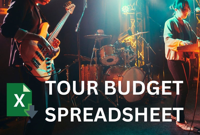 Musician Tour Budget Spreadsheet Template Example Customisable Earnings Planner Journal Calculator Touring Artists Band Guitarist Singer image 1