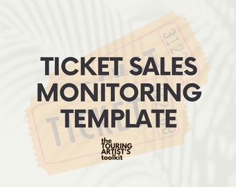 Concert Ticket Sales Monitoring Tracker Template Spreadsheet Concerts Tours Bands Musicians Ticket Report Calculator Budget Journal Planner
