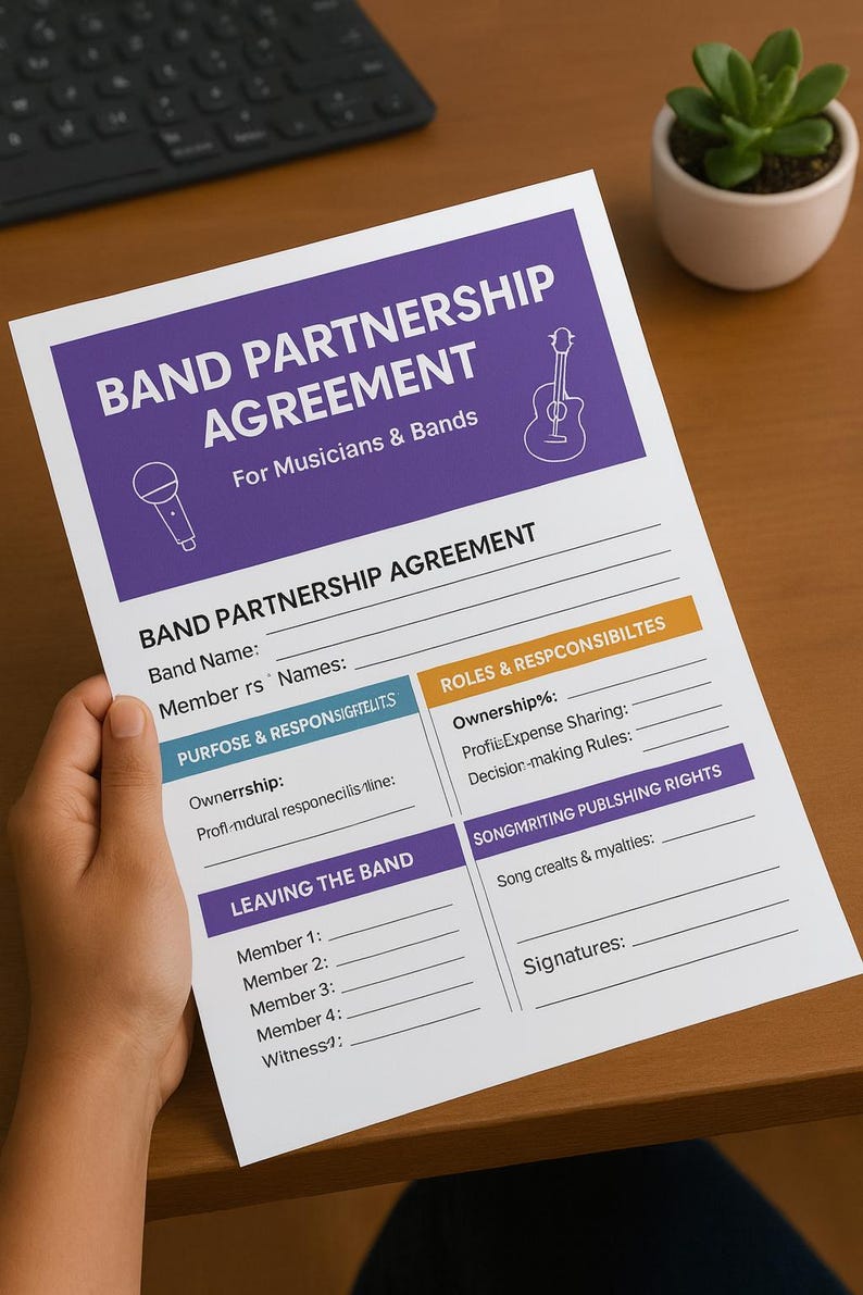 Band Contract Example Band Partnership Agreement Template | Music Contract for Bands and ...