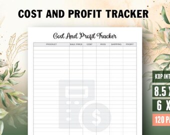 Cost & Profit Tracker KDP Interior: Business Finance Logbook (6x9 Bleed PDF)