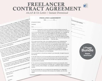 Freelancer Contract Template: Customizable Agreement (A4, A5, US Letter) (Instant Download)