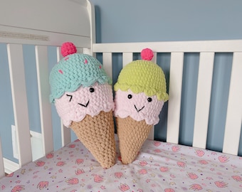 PDF pattern, Cuddly ice cream cone crochet pattern, crochet stuffed toys