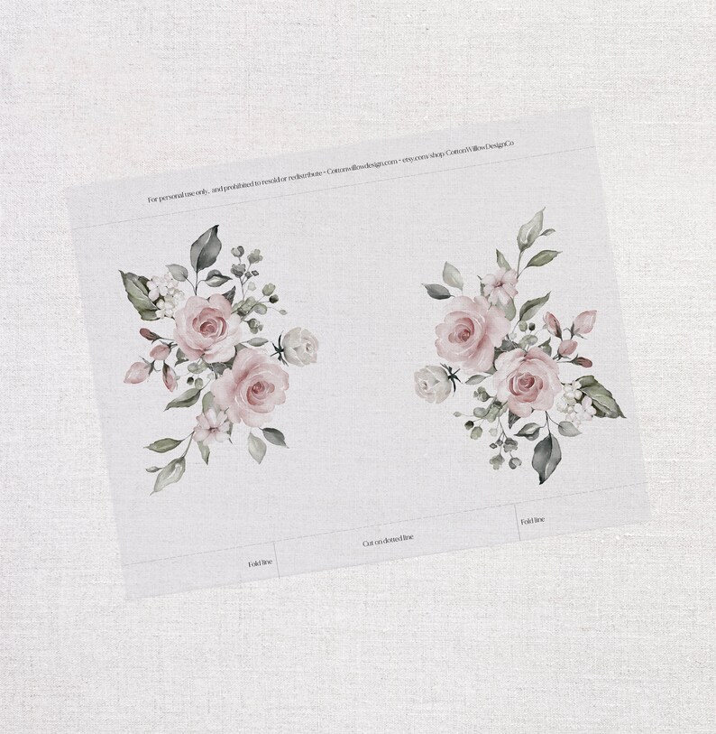 Printable Floral Vellum Invitation Wrap Vellum Jacket for 5x7 Vellum