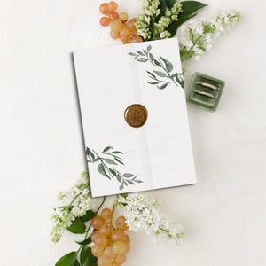 Vellum Jacket Printable Greenery Vellum wrap Instant Download Vellum 5x7 Template DIY Wedding Invitations Light Green Sage Vellum Jacket