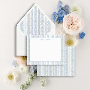 Ensemble de papeterie botanique bleue personnalisée | Ensemble de cartes pour notes florales bleues | de correspondance hortensias | Papeterie florale | Cadeau pour elle | Cartes de remerciement
