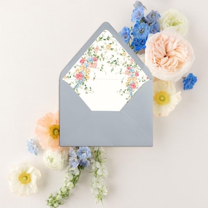 Aquarell Wildblumen Hochzeitseinladung gefütterte Umschläge Floral Hochzeit Umschlag Liner, romantische Blumenumschlag, Sommer Blumenhochzeit