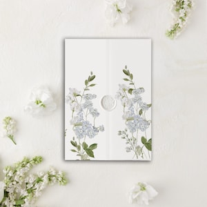 Printable Vellum Jacket blue Floral Vellum Wrap Instant Download Dusty Blue Floral Vellum Wedding Invitation Vellum Wrap Instant download