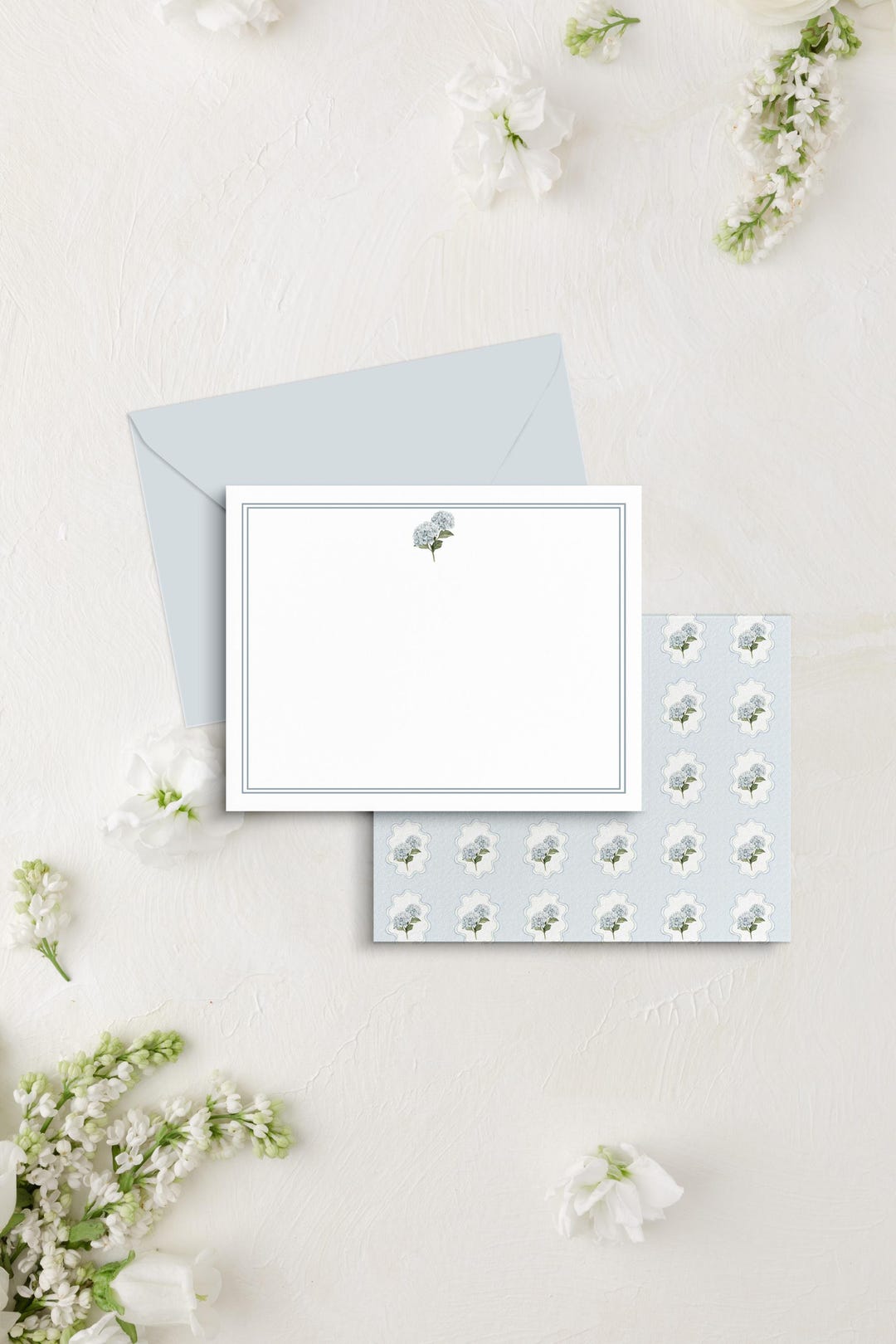Personalized Floral Hydrangea Stationery, Hydrangea Note Card Set ...