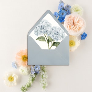 Hydrangea Floral Envelope Liner Wedding Template Instant Download, Floral Art Print Envelope Liner Digital Wedding Template, Printable Liner