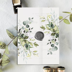 Instant Download Rustic Greenery Wedding Invitation Vellum Wrap Wedding Invitation Jacket Printable Vellum Wedding Invitation Jacket DIY