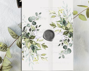 Instant Download Rustic Greenery Wedding Invitation Vellum Wrap Wedding Invitation Jacket Printable Vellum Wedding Invitation Jacket DIY